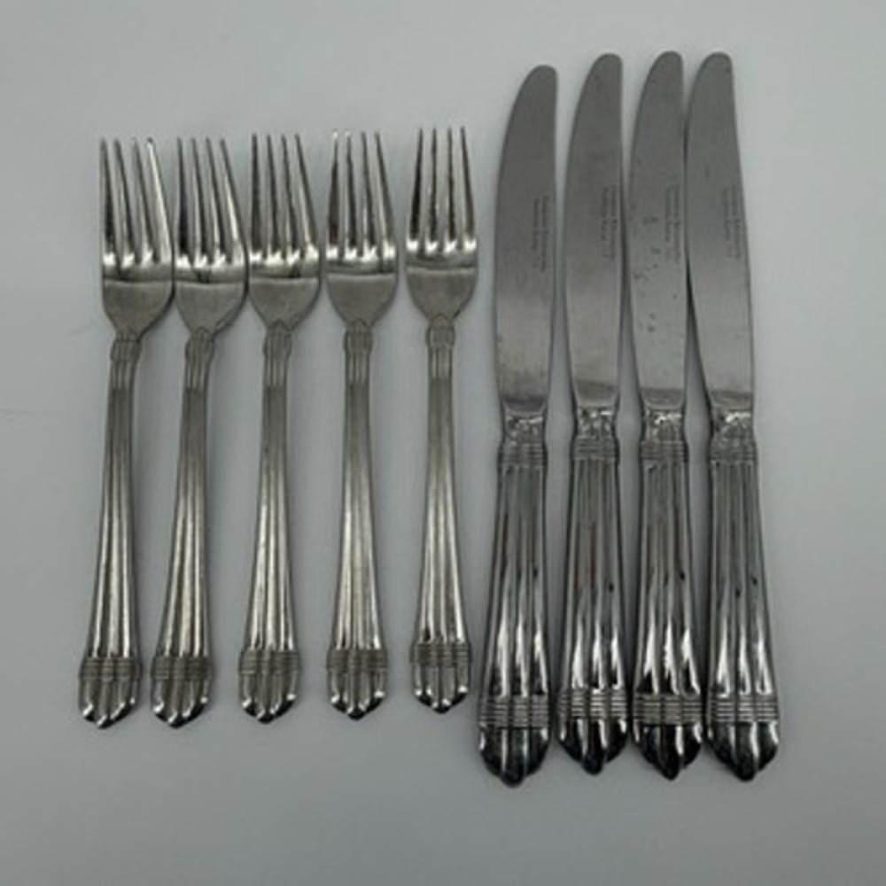Odyssey Hampton Silversmiths 715 Stainless Flatware Set 5 Forks‎ 4 Knives Korea